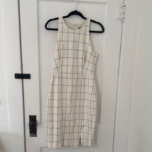 Banana Republic Cream Grid Midi Dress